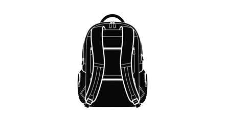 Fototapeta premium Backpack silhouette against a white background black and white outline style silhouette