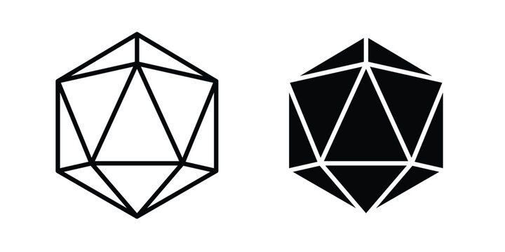Dice d20 icon vector concept set