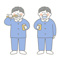Fototapeta premium 歯磨きとうがいをする男の子