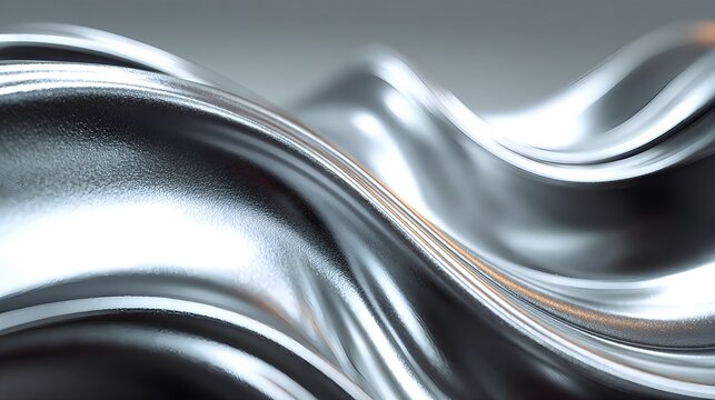 Abstract silver metal fluid texture with dynamic ripples and shine
