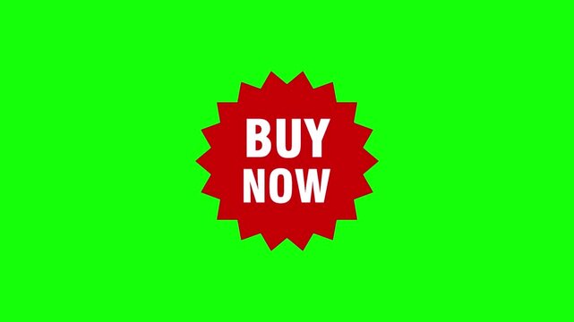Red comic buy now button on green background