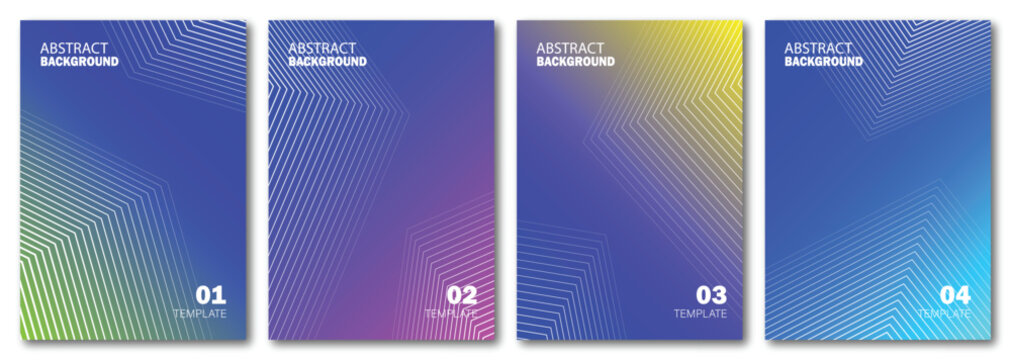 Futuristic Abstract Flow Line Background Set with Vibrant Gradient Waves and Smooth Curved Stripes, Creative Minimal Vector Templates for Posters, Branding, Covers and Digital Media Design