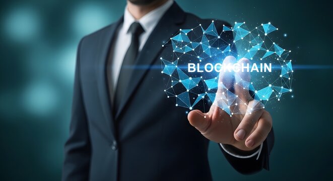 Blockchain technology for business digital network and secure data concept
