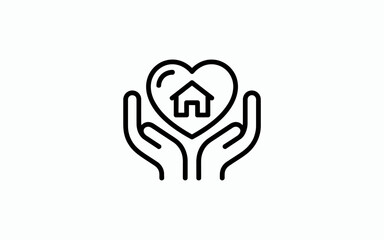 Obraz premium Home Care and Real Estate Protection Line Icon