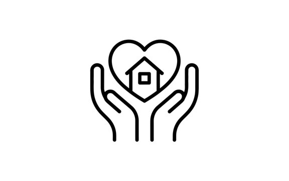 Home Care and Real Estate Protection Line Icon