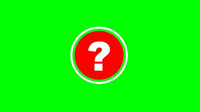 Danger Alert Red Question Mark - Aggressive Shaking Warning Icon, Green Screen Chroma Key Emergency Overlay Seamless Loop