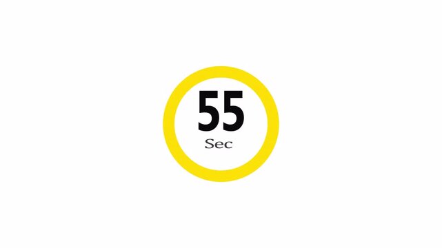 1 minute countdown on transparent background. One minute countdown timer  animation from 60 seconds to 0 second, minimal 60 seconds Countdown Animation  in 4K with alpha channel