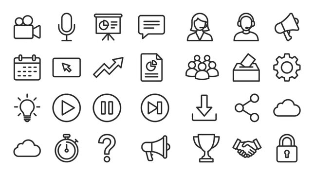 Vector Icons Set of simple business and communication line icons. EPS Editable