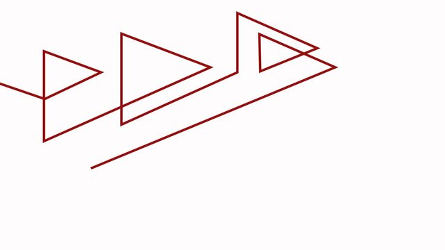 Animated red triangles in motion, geometric pattern in line art indication for progress in business.