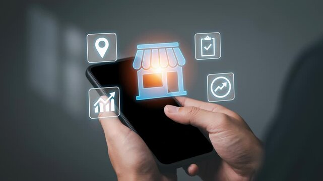Smart marketing strategies for business expansion with online store and franchise branch management on mobile smartphone using interactive digital tools and smart business concepts