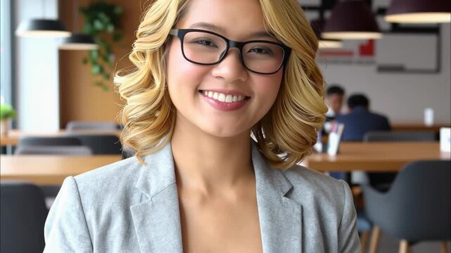 Portrait of a professional woman in a suit. Business woman standing in an office