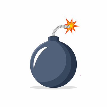 Cartoon Bomb with Lit Fuse