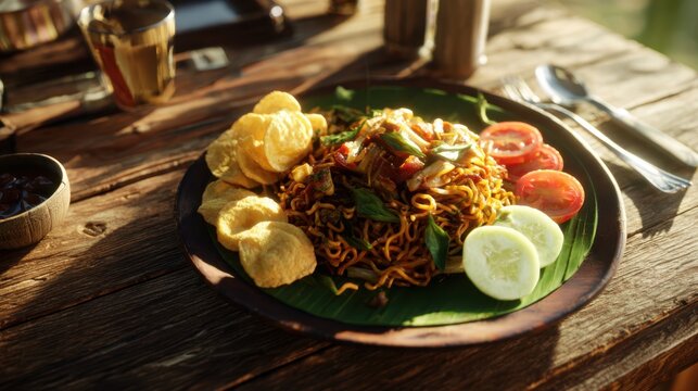 Noodles with Chips and Vegetables