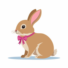 Obraz premium Cute Brown Rabbit with Pink Bow