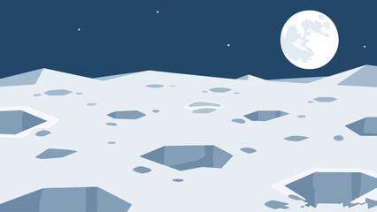 Illustration Of A Lunar Surface Landscape With Craters Vector Design Template © Princess
