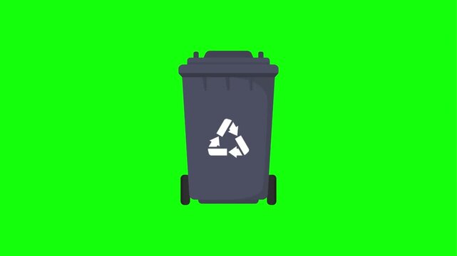 Green recycling bin with white recycle symbol
