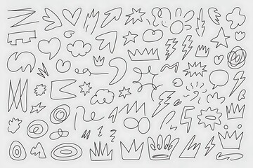 Fototapeta premium Simple hand drawn doodle icon set high resolution picture