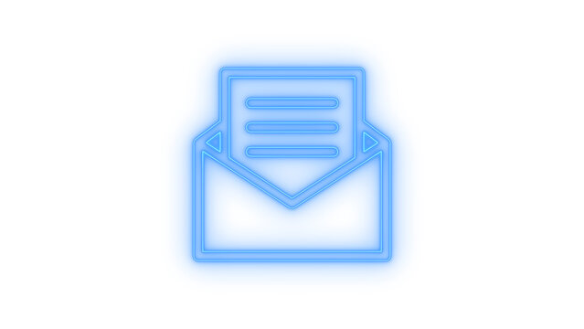 Glowing neon envelope icon isolated on transparent background. Email message. Mail symbol. Digital communication. Inbox sign. Letter contact icon or newsletter