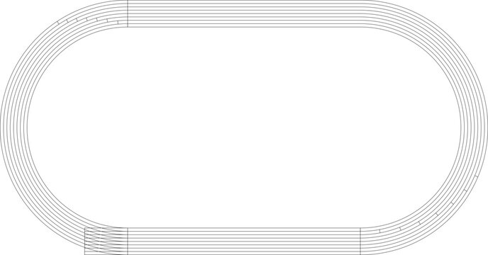 400m athletics track outline with 8 lanes, 100m sprint straight, and 200m & 400m start marks (World athletics style, top view)