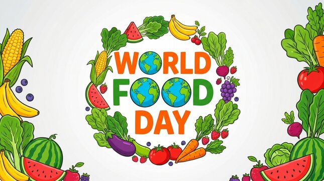 World food day poster with vegetables with text above
