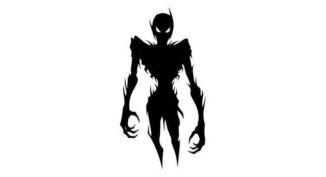 A black silhouette of a monster with sharp claws