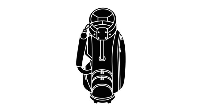 A black and white drawing of a golf bag