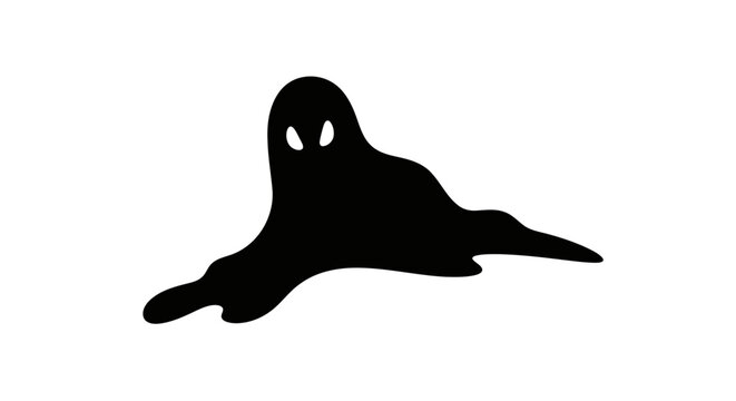 A black ghost on a white background