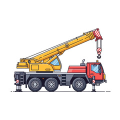 Obraz premium Mobile Crane Construction Vehicle Lifting Equipment Isolated