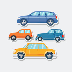 Fototapeta premium Collection of colorful cartoon cars