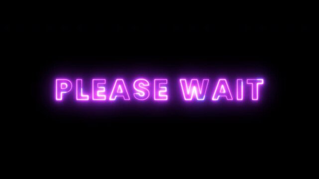 Please Wait Neon Light Frame Text Alpha Channel 4K Video