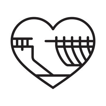 A black and white heart outline contains a kora musical instrument