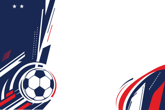 France Football National Team Background with Soccer Ball and Abstract Blue Red Shapes