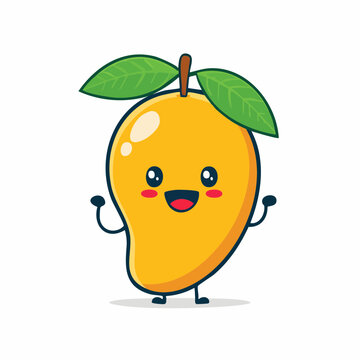Cute Kawaii Mango Character Waving