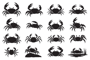 Fototapeta premium Crab Silhouette Icon Vector Collection