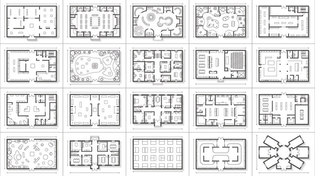 Museum and Art Gallery Floor Plan Grid &ndash; Exhibition Halls, Rotating Galleries &ndash; 4&times;5