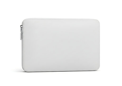 Isolated rectangular white amenity kit bag with rounded edges, travel storage pouch, toiletry organizer, accessory case