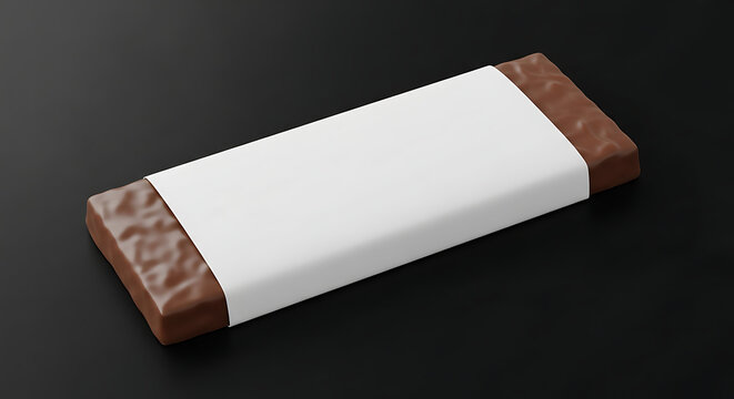 Isolated chocolate bar mockup with blank paper wrapper, realistic snack branding template, packaging design mockup