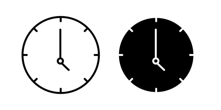 
Clock time value icon in outline and solid style. Perfect for finance, productivity, and business management apps on white background.