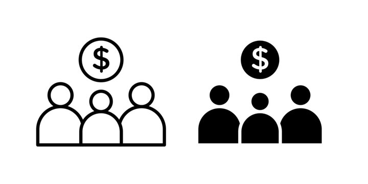 Mutual fund icon in outline and solid style. Perfect for finance, investment, and wealth management apps on white background
