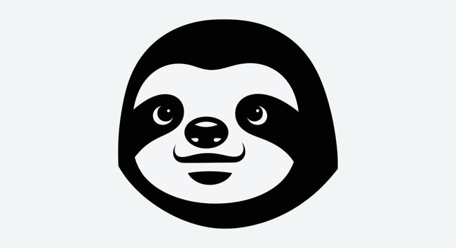 Sloth face illustration in black and white