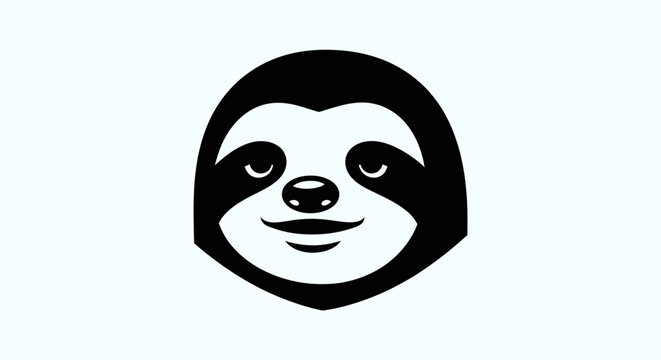 Sloth face illustration in black and white