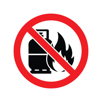 No fire or flammable gas cylinder warning sign icon for safety and industrial hazard prevention Vector