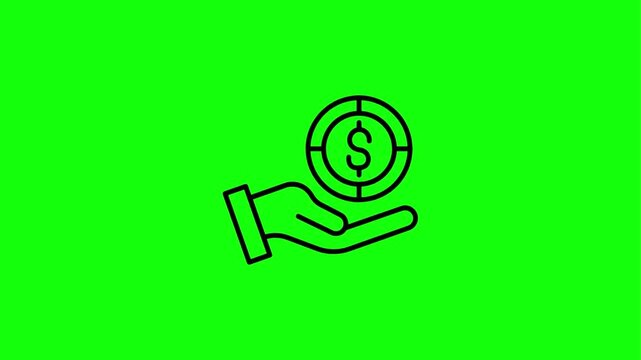 Hand holding upload icon on green background