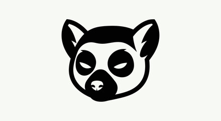 Stylized black and white lemur illustration © Andre