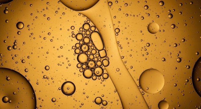 Oil bubbles floating on water surface