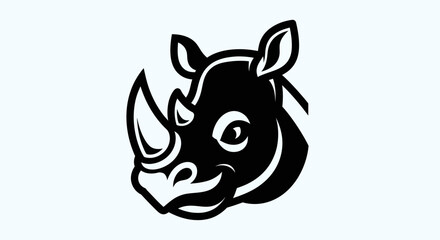 Stylized black and white rhino illustration © Andre