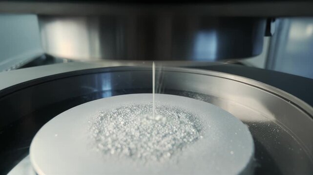 Industrial machine precisely depositing fine metal powder onto a build plate, using advanced additive manufacturing technology for creating complex components and prototypes