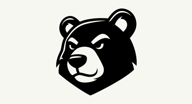 Stylized black bear head logo design