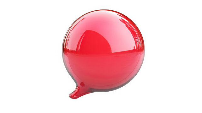 Sphere with a speech bubble protrusion displays a glossy red surface against a clean white background.