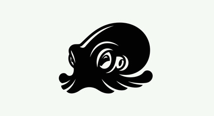 Stylized black octopus silhouette illustration © Andre